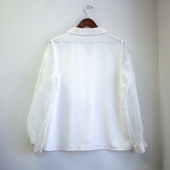 Vintage Sheer Floral Sleeve Button-up Size 16 - Picture 9 of 9